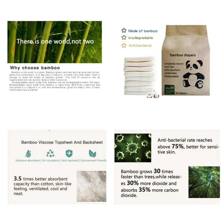 Dry Baby Daipers Pampers Organic Eco Friendly Biodegradable Disposable Bamboo Diapers Custom Children Diaper